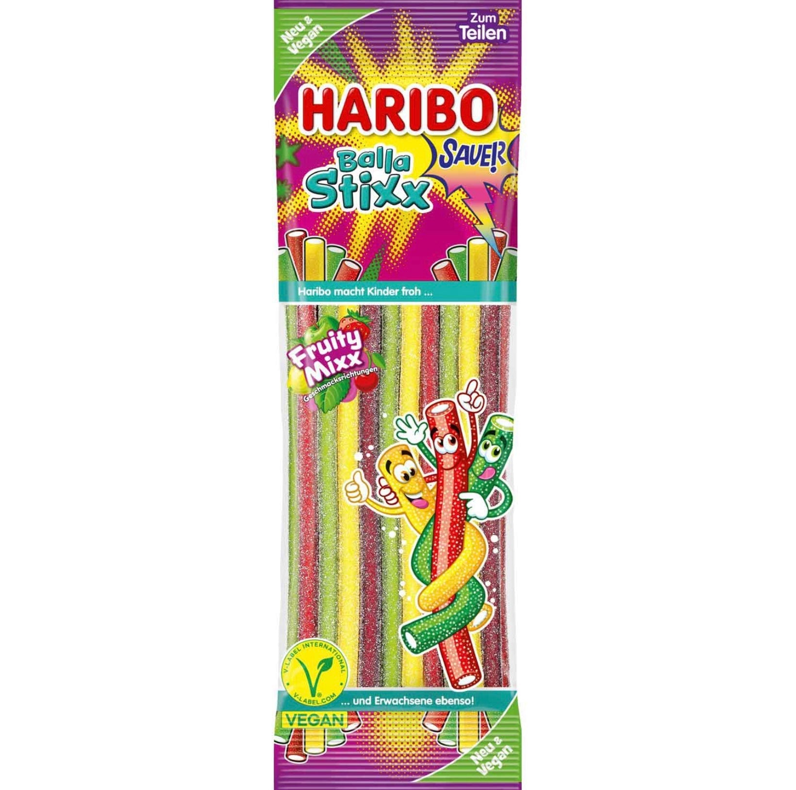 Haribo - Bella Stixx Fruity Mixx sauer vegan 175g - snackverse.ch
